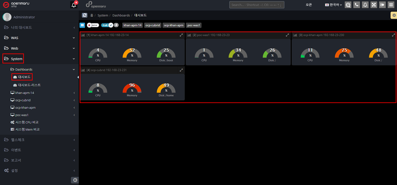 APM CPU Memory Disk 모니터링