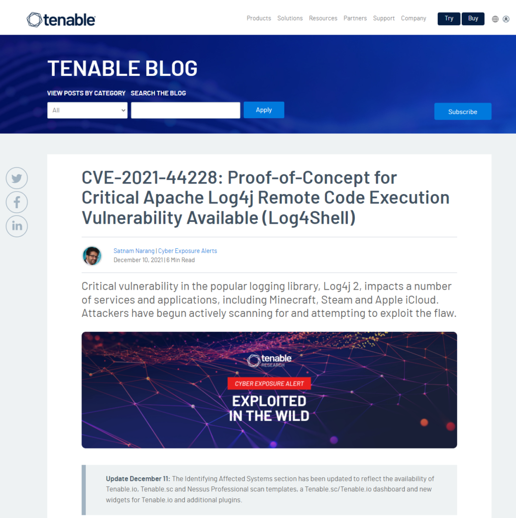 APACHE LOG4J 2 원격코드 실행 취약점(CVE-2021-44228) 대응방안