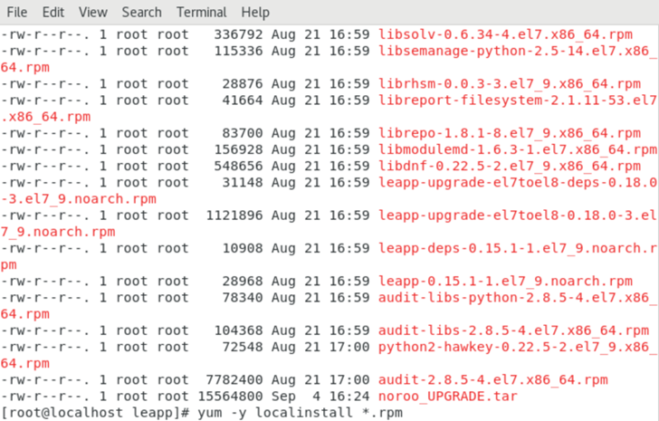 LEAPP 설치 및 버전 업그레이드 수행(시나리오 2)