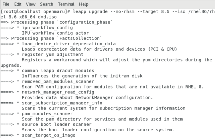 LEAPP 설치 및 버전 업그레이드 수행(시나리오 2)