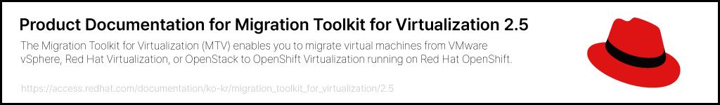 Product Documentation for Migration Toolkit for Virtualization 2.5