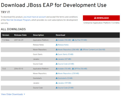 Download JBoss EAP for Development Use